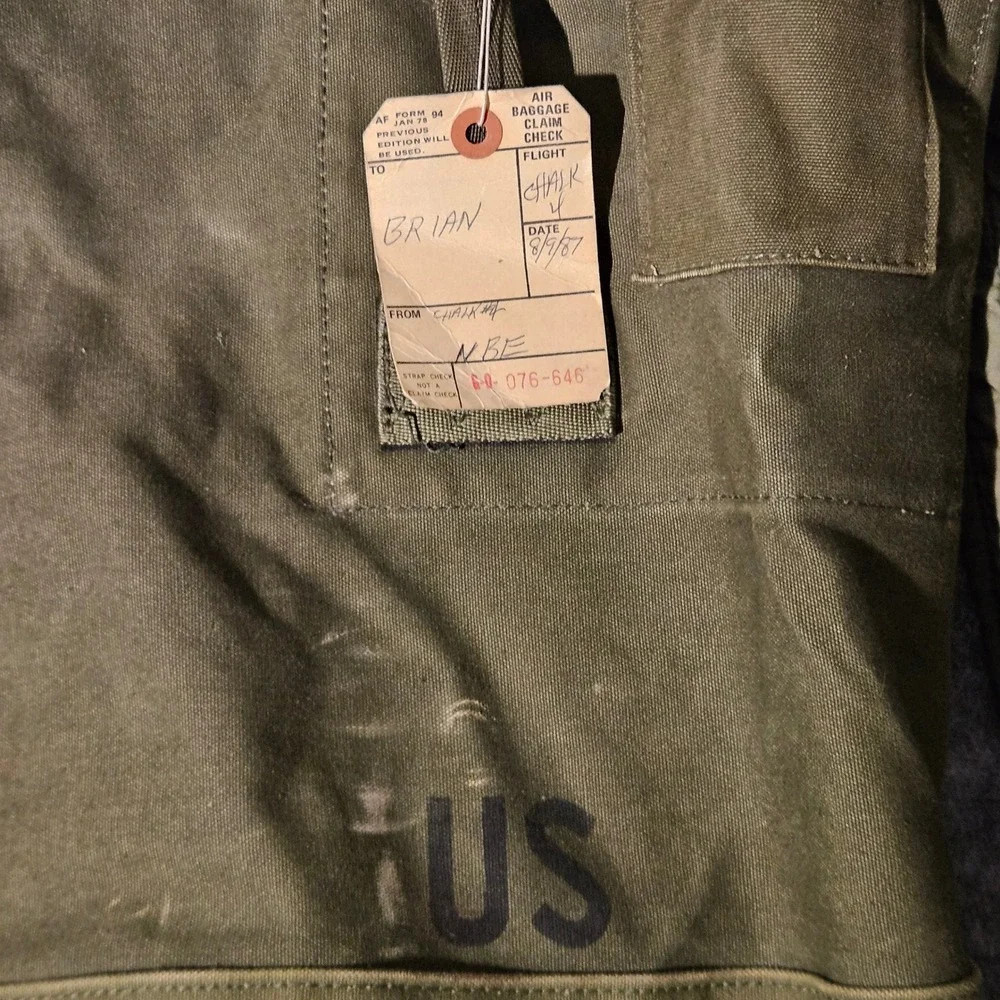 Vintage Military Duffel Bag US Army Olive Drab Canvas Backpack Straps